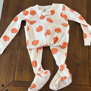 Carter's Orange Pumpkin Print Footie